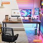 Huuger 63 x 24 inch Desk with Power Outlets & USB-C, Deeper & Thicker Desktop, Robust Metal Tubes, Computer Desk, Heavy Duty Office Desk, Work Gaming Desk, for Home Office, Rustic Brown