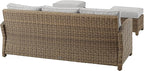 Crosley Furniture Bradenton 3-Piece Outdoor Sofa Patio Furniture Set, Wicker Conversation Sets for Porch, Brown with Gray Cushions