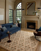 Loloi Chris Loves Julia Rue Collection RUE-01 Wheat/Sage 7'-6" x 9'-6" Area Rug Jute Neutral Floral Living Room Bedroom Rug