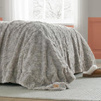UGG Faux Fur King Size Blanket, Double-Sided Warm Cozy Blanket, Extra Large Throw for Sofa, Bedding for California King Size Bed, Cute Room Decor, 110" x 90", Seal Grey (Adalee)