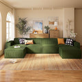 Marsail Modular Sectional Sofa, 142" U-Shaped Modular Sectional Couch with Deep Seat, Freely Combinable Sectional Clound Sofa for Living Room, No Assembly, Plush Corduroy Fabric, Green