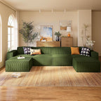 Marsail Modular Sectional Sofa, 142" U-Shaped Modular Sectional Couch with Deep Seat, Freely Combinable Sectional Clound Sofa for Living Room, No Assembly, Plush Corduroy Fabric, Green
