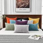 GAWAMAY Decorative Square Throw Pillow Covers 22"x22" Inch Set of 2, Super Soft Chenille Pillows Farmhouse Fall Pillowcase for Living Room Bedroom Sofa Couch Cushion Cover Light Grey 55x55cm