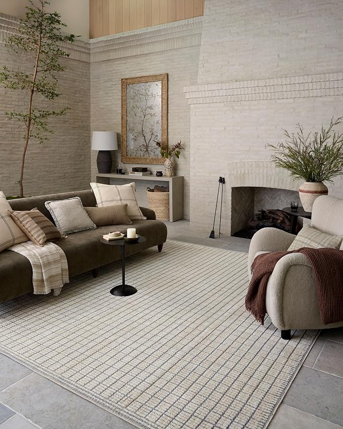 Loloi Amber Lewis Bexley Collection BEX-04 Slate/Natural 5'-0" x 7'-6" Area Rug Neutral, Textured, Living, Bedroom, Dining, Carpet