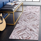 SAFAVIEH Washable Rug Faux Hide Collection - 2'6" x 8' Runner, Beige & Brown, Slip Resistant, Western Rustic Decor, Printed Pattern, Ideal for Living Room, Hallway, Kitchen, Foyer, Bedroom (FAH526A)