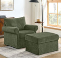 35.82" Accent Chair with Ottoman Upholstered Living Room Chairs for Reading Chair with Chaise Lounge Chairs Indoor, Comfortable Armchair for Bedroom (Green, 35.82")