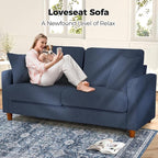 Kidirect 70in Corduroy Couch, Sofa No Tool Assembly, Comfy Couches for Living Room 21in Deeper Seats, Corduroy Sofas for Living Room with 2 Pillows, Oversized Loveseat Sofa, Boho Love Seat Blue Couch