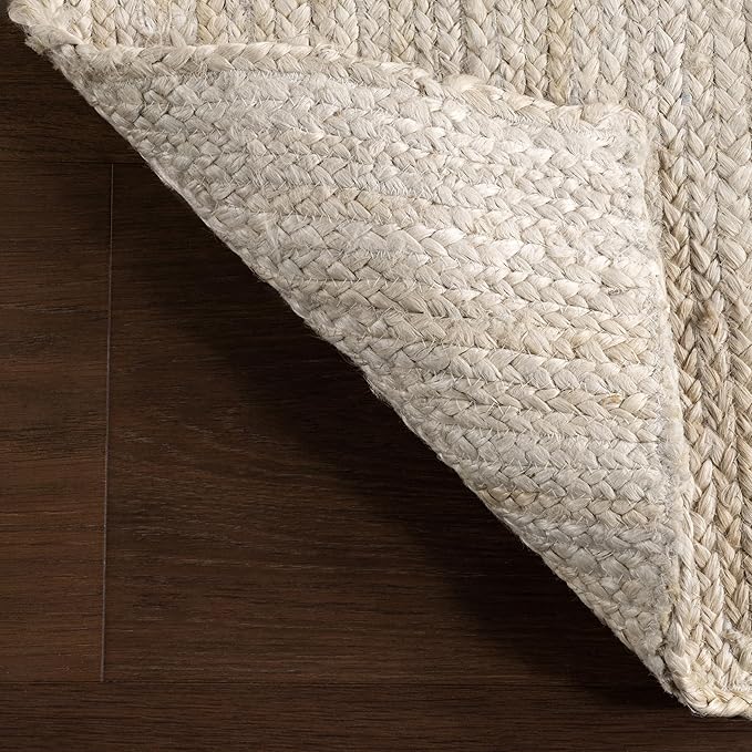 nuLOOM Oval 4x6 Rigo Jute Hand Woven Area Rug, Off White, Solid Farmhouse Design, Natural Fiber, For Bedroom, Living Room, Dining Room, Hallway, Office, Kitchen, Entryway
