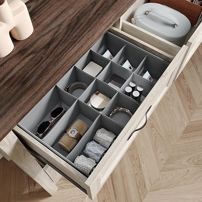 LINSY HOME Dresser for Bedroom with 6 Drawers, Wide Chest of Deep Drawers with Metal Handle, Wooden Bedroom Dresser with Storage Organizer for Closet, Living Room, Hallway, Beige