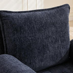 Xifan Modern Comfy Reclining Chair with 6 Angle Adjustable Backrest, Upholstered Accent Chair Fabric Living Room Lounge Chair for Reading Room - Dark Blue, Set of 2