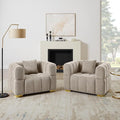VANOMi Oversized Accent Chairs Set of 2, Boucle Arm Chair with Deep Seat, Oversized Comfy Reading Chair for Living Room, Bedroom, Office, Apartment，Camel (2 Piece)
