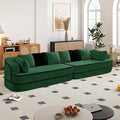 135" Modular Sectional Couch, 4-Seater with Throw Pillows Modern Teddy Fabric Foam Boneless Sofa for Living Room, Oversized with Deep Seat, No Assembly Required,Green