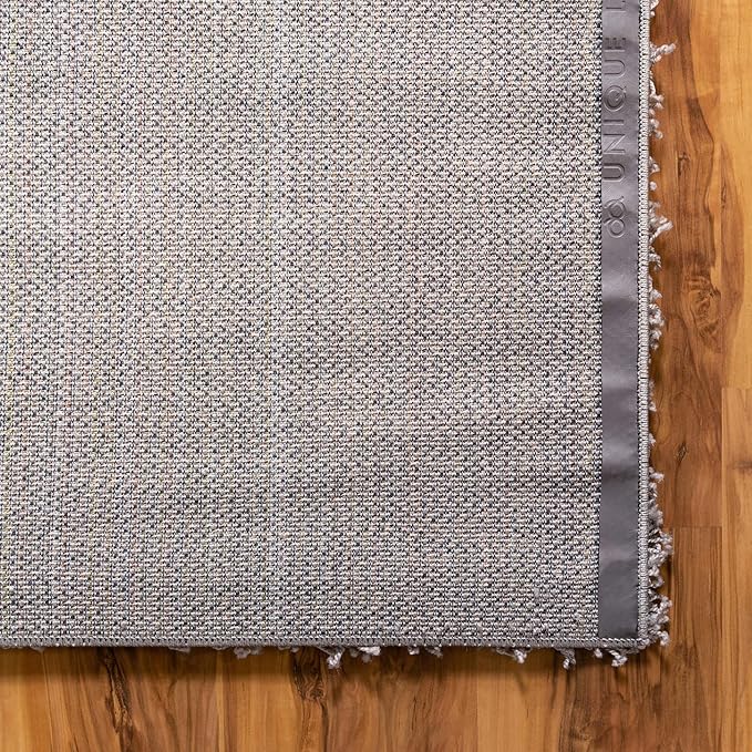 Unique Loom Solid Shag Collection Area Rug (5' 1" Square, Cloud Gray)