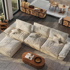 POVISON Oversized Modular Sectional Sailboat Sofa for Living Room with Adjustable Backrest Sectional Couches Large Deep Sofa Set 3 Seats Big with Ottoman Comfy Cloud Couch for House Office