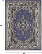 Home Dynamix Premium Sakarya Traditional Medallion Border Area Rug, Country Blue, 5'2"x7'4" Rectangle