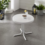 Crosley Furniture Griffith Weather Resistant Retro Metal Outdoor Side Table for Patio, Deck, Porch, Alabaster White