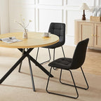 45.3 Inch Round Dining Table Set for 4, Mid Century Modern Small Coffee Set for Dining Room Kitchen Apartment (Cream Table + 4 U-Shaped Black Chairs)