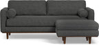SIMPLIHOME Morrison Mid-Century Modern 89 inch Wide Sofa with Ottoman Set in Charcoal Grey Tightly Woven Performance Fabric for the Living Room and Family Room