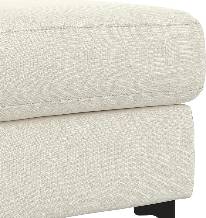 SIMPLIHOME Ava Ottoman in 100% Recycled Polyester Tightly Woven Performance Fabric, Cream, 36-inch Wide, Mid-Century Modern Style Multipurpose Table or Footrest Ottoman, Assembled,for Living Room