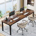 Tribesigns 78.7 Inches Extra Long Computer Desk 2 Person Desk, Double Long Desk, Workstaion for Home Office, Brown+Black