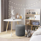 Seville Classics Cushioned Fabric Ottoman Hidden Storage Chest Footrest Chair, Padded Seat for Bedroom, Dorm, Loft, Living Room, Entryway, Hallway, Modern Gray, 15.6" Wobble