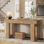 Tribesigns 63" Farmhouse Console Table, Natural Wooden Sofa Table Rectangular Accent Console for Entryway, Hallway & Living Room (Natural)