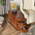 Tribesigns Wood End Table Set of 2, Narrow Solid Side Table 2-Drawer Slim Chair Side Table, No Assembly Required, Finished Back