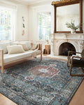 Loloi Margot Collection MAT-05 Ocean/Brick 2'-0" x 5'-0" Accent Rug feat. CloudPile, No-Shed Easy Clean Large Patterned Area Rug for Living Room, Bedroom, Dining Area