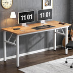 Need Folding Desk, 54 inch Large Computer Desk for Home Office, No Install Needed Study Student Writing Table Desk Workstation, Teak White