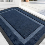 OLANLY Front Door Mat Indoor Outdoor Entrance, Waterproof All-Season, All-Weather Doormat, Sturdy Natural Rubber, Fade Resistant, Low Profile, Easy Clean Patio Porch Entryway Mat, 59x20, Blue