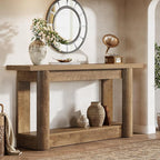 Tribesigns 63-Inch Farmhouse Console Table, 2-Tier Storage Sofa Table Behind The Couch, Narrow Long Entryway Furniture for Home Hallway, Entrance, Living Room, Brown
