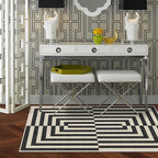 RUGGABLE x Jonathan Adler Machine Washable Modern Area Rug – Op Art Charcoal 3x5, Stain-Resistant, Non-Slip – Small Rugs for Living Room, Bedroom, Hallway, Entryway & Office–with Cushioned Pad