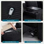 ORRD Modern Armless Power Recliner Sofa Seat for Modular Sectional Couch for Living Room-Black
