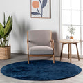 nuLOOM 6' Round Cozy Plush SuperiorWash Area Rug, Machine Washable, Non-Slip, Soft Fluffy Shag Carpet for Living Room Bedroom Kids Room Nursery Home Decor, Loni Navy