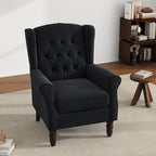 UIXE High Back Accent Chair, Fabric Upholstered Armchair Wingback Club Chair for Living Room, Comfy Single Sofa Bedroom Retro Reading Seat with Solid Wood Legs - Brown
