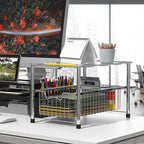 Simple Houseware Chrome Metal Stackable Storage Rack, 16.75 in L x 10.8 in W x 10.25 in H