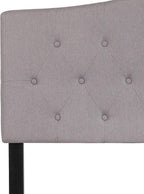 BizChair Arched Button Tufted Full Size Headboard in Light Gray Fabric