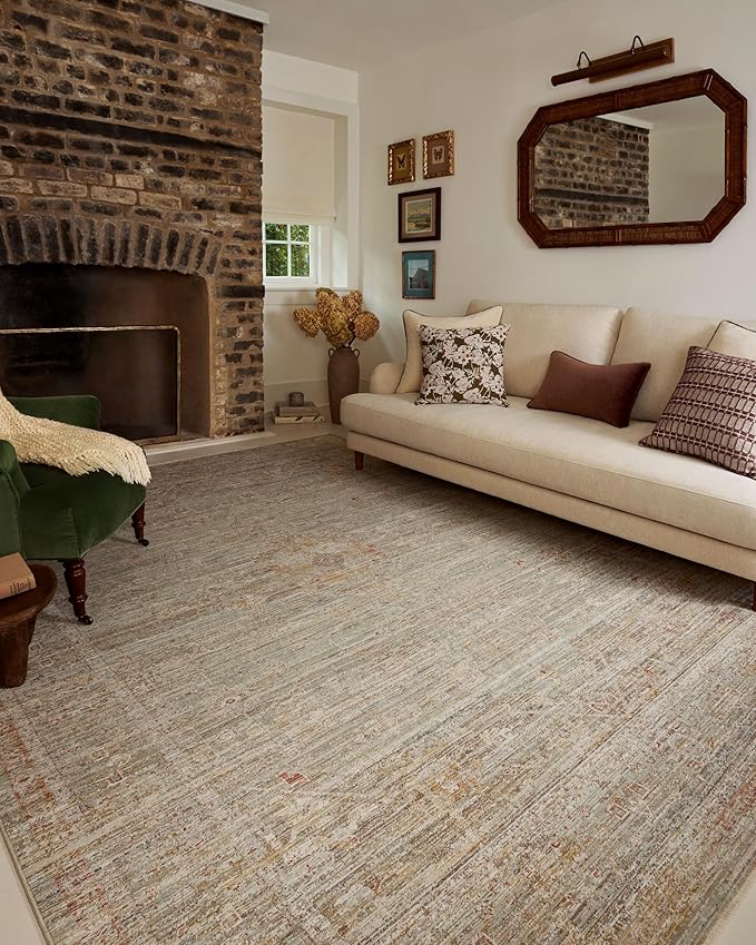 Loloi Chris Loves Julia Ida Collection IDA-05 Spa/Sunrise 3'-6" x 5'-6", .19" Pile Height, Accent Rug