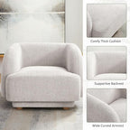 VANOMi Oversized Living Room Chair, Modern Comfy Accent Barrel Chairs, Single Sofa Chair with Wood Legs, Upholstered Armchair for Bedroom, Office, Waiting Room (Camel)