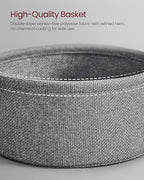 VASAGLE LILEA Collection - Side Table with Charging Station, Round End Table with Fabric Basket, Nightstand with USB Ports, for Living Room, Bedroom, Modern, Ebony Black and Slate Gray ULET228B01