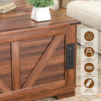 31.5'' Lift Top Coffee Table, Wood Square Farmhouse Coffee Table with Storage, Built in Outlet Center Table for Living Room, Small Spaces, Home