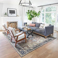 RUGGABLE Washable Vintage Area Rug – Kamran Royal Blue 9x12, Stain-Resistant, Non-Slip – Large Machine Washable Rugs for Living Room, Bedroom, Hallway, Entryway & Office–with Standard Pad