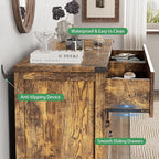 Dresser for Bedroom with 6 Drawers, 48" Wide Wood Chest of Drawers with Deep Drawers & Mental Handle, Wooden Dresser TV Stand, Modern Closet Storage Organizer for Living Room, Hallway, Entryway, Brown