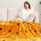 Berkshire Blanket Peanuts® VelvetLoft® Cute Character Snoopy Plush Throw Blanket,Snoopy and Woodstock Fall Birds & Leafs Orange,Throw 55 in x 70 in (Official Peanuts® Product)