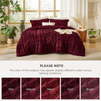 Bedsure Tufted Boho Comforter Set King Size - Dark Red Boho Bed Set, GentleSoft™ 3 Pieces Farmhouse Shabby Chic Embroidery Bedding, Gifts for Woman, Soft Jacquard King Comforter for All Seasons