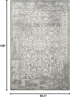 SAFAVIEH Evoke Collection Area Rug - 6'7" x 9', Grey & Ivory, Distressed Design, Non-Shedding & Easy to Clean, Ideal for Living Room, Bedroom, Dining Space (EVK256D)