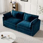 Modular Sectional Sofa, 76.7 Inch I-Shaped Cloud Sofa with Deep Seat Comfortable Chenille Sofa with Cushion Double Sectional Sofa for Living Room Apartment,Blue