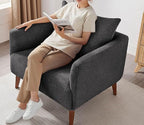Oversized Accent Chair Modern Boucle Armchair for Living Room- 37" Wide Accent Chair with Solid Wood Legs, Dark Gray Upholstered Lounge Chair for Bedroom & Office, Cozy Reading Chair (Easy Assembly)