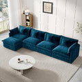 Modular Sectional Sofa, 146.5 Inch L-Shaped Cloud Sofa with Deep Seat Chenille Sofa with Cushions, Four Seater Sectional Sofa for Living Room Apartment,Blue