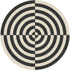 RUGGABLE x Jonathan Adler Machine Washable Modern Area Rug – Op Art Charcoal 6 ft Round, Stain-Resistant, Non-Slip – Medium Rugs for Living Room, Bedroom, Hallway, Entryway & Office–with Standard Pad
